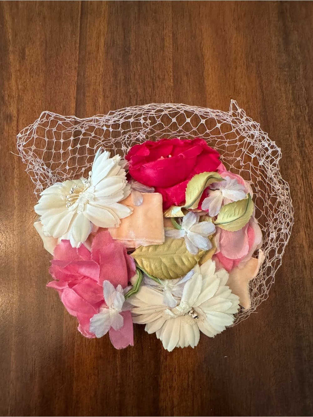 Vintage 1950s Floral Birdcage Veil Fascinator Headpiece